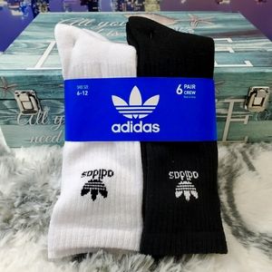 Adidas 6 pair Crew white and black socks